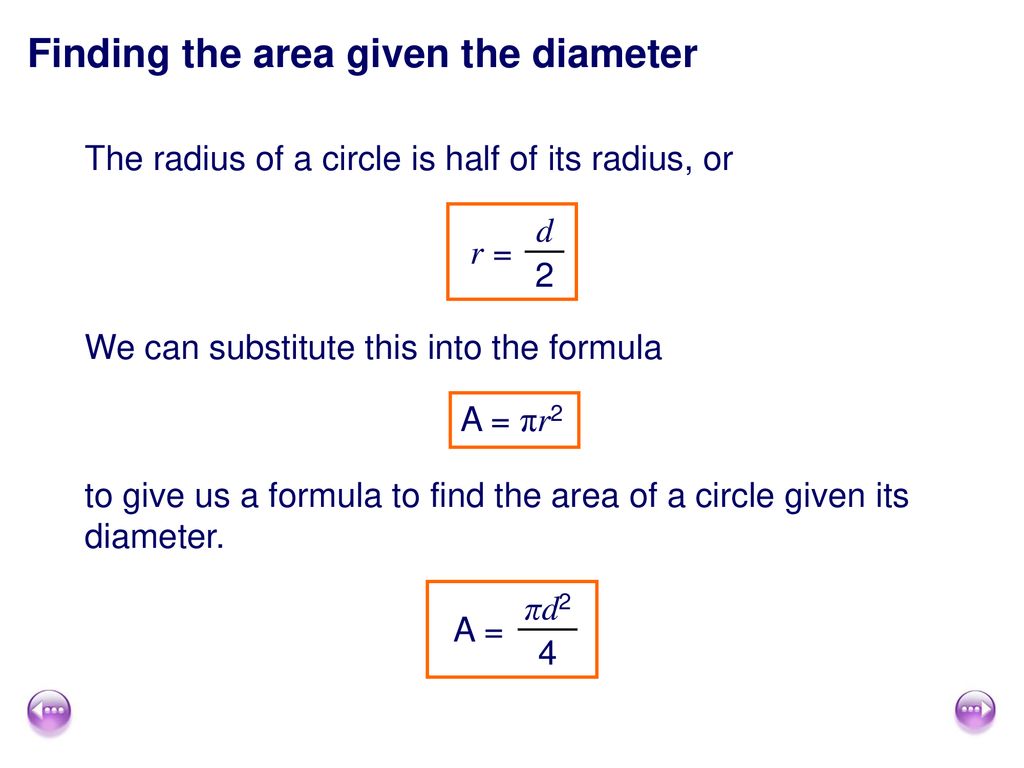 Area of circle diameter deals
